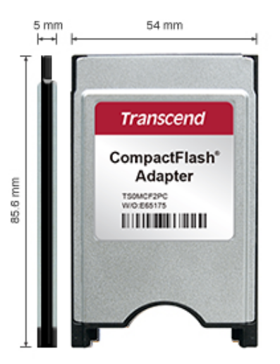 TS0MCF2PC Dimensiones adaotador de CF a PCMCIA